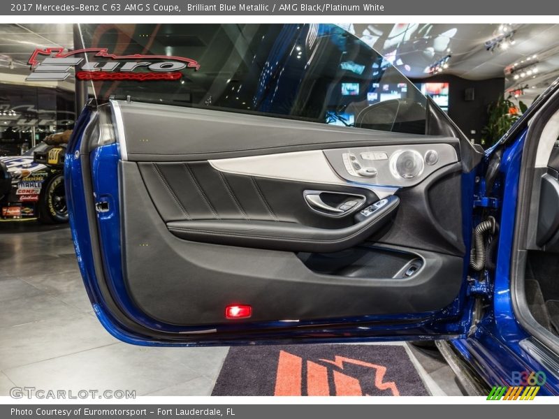 Brilliant Blue Metallic / AMG Black/Platinum White 2017 Mercedes-Benz C 63 AMG S Coupe