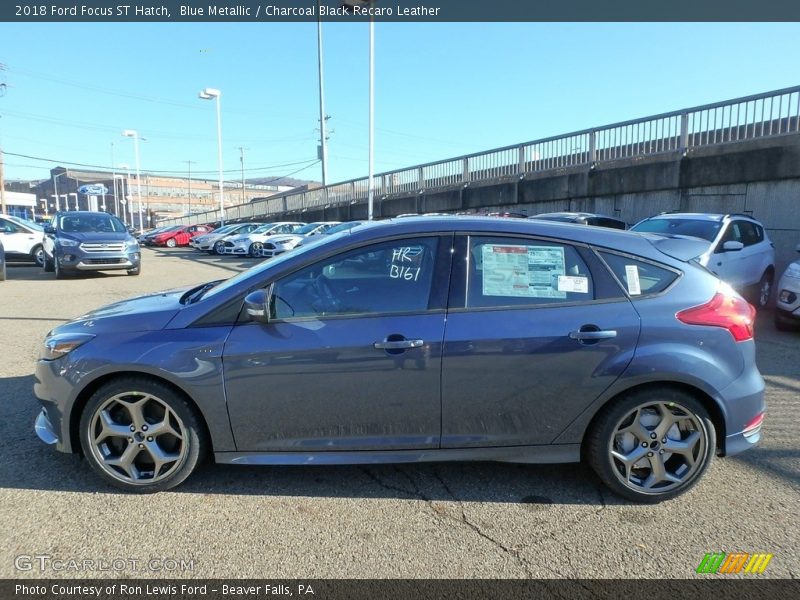 Blue Metallic / Charcoal Black Recaro Leather 2018 Ford Focus ST Hatch