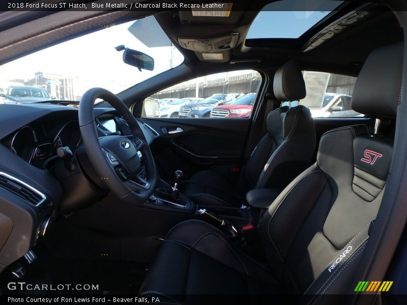 Blue Metallic / Charcoal Black Recaro Leather 2018 Ford Focus ST Hatch