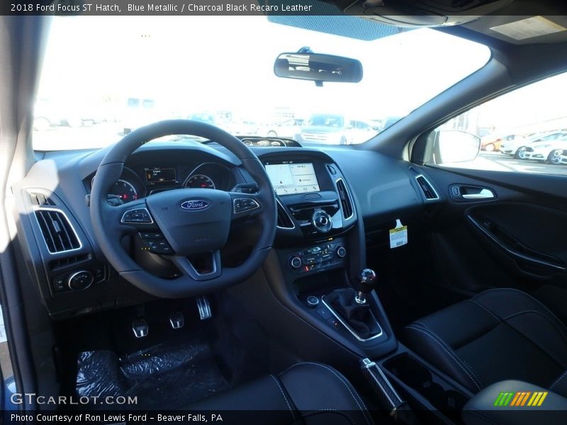 Blue Metallic / Charcoal Black Recaro Leather 2018 Ford Focus ST Hatch