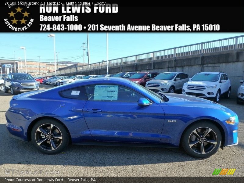 Lightning Blue / Ebony 2018 Ford Mustang GT Fastback