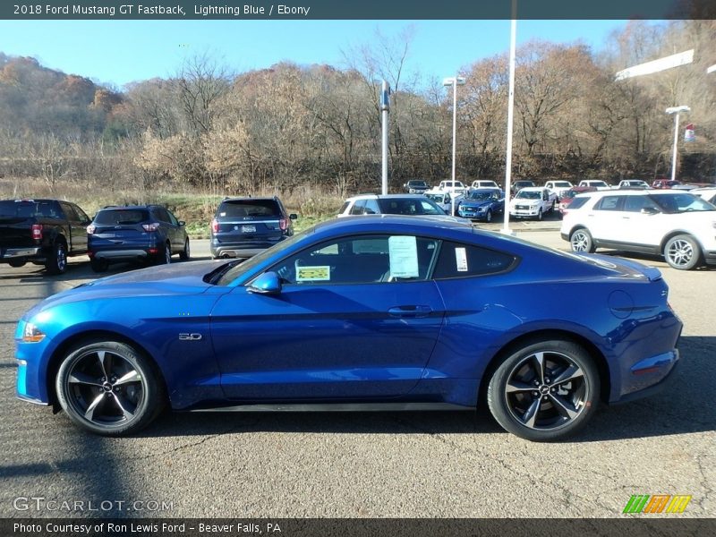 Lightning Blue / Ebony 2018 Ford Mustang GT Fastback