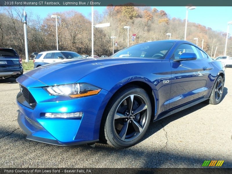 Lightning Blue / Ebony 2018 Ford Mustang GT Fastback