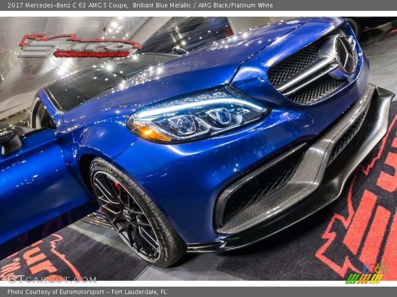 Brilliant Blue Metallic / AMG Black/Platinum White 2017 Mercedes-Benz C 63 AMG S Coupe