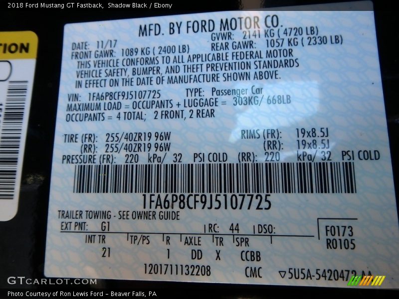Shadow Black / Ebony 2018 Ford Mustang GT Fastback