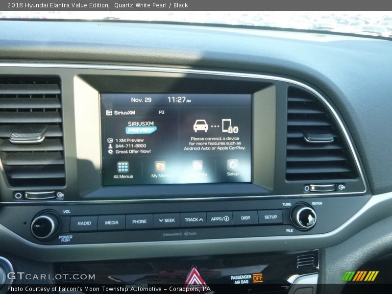 Quartz White Pearl / Black 2018 Hyundai Elantra Value Edition