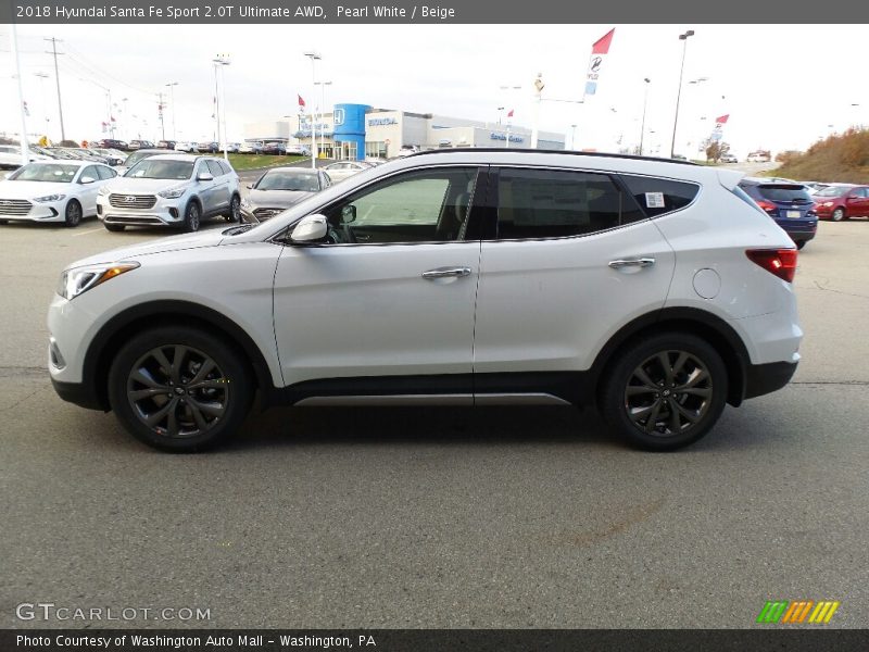 Pearl White / Beige 2018 Hyundai Santa Fe Sport 2.0T Ultimate AWD