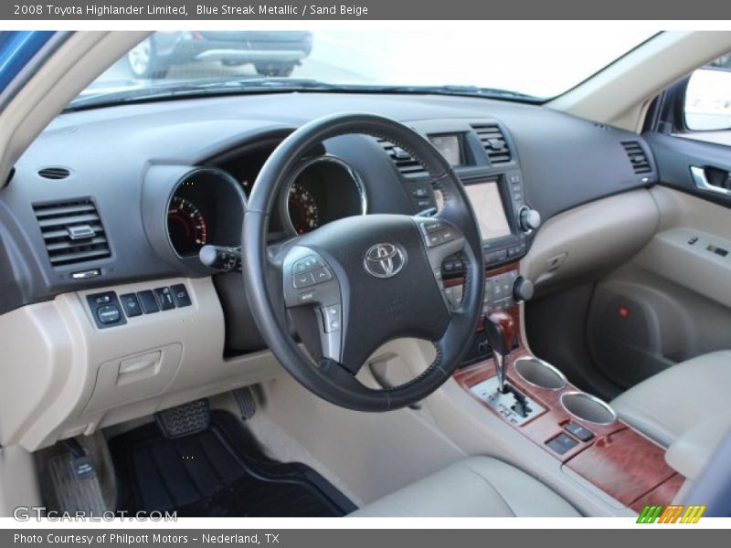 Blue Streak Metallic / Sand Beige 2008 Toyota Highlander Limited