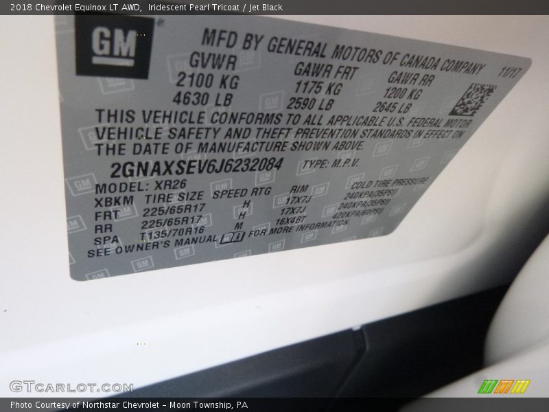 Iridescent Pearl Tricoat / Jet Black 2018 Chevrolet Equinox LT AWD