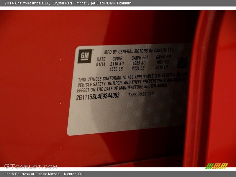Crystal Red Tintcoat / Jet Black/Dark Titanium 2014 Chevrolet Impala LT