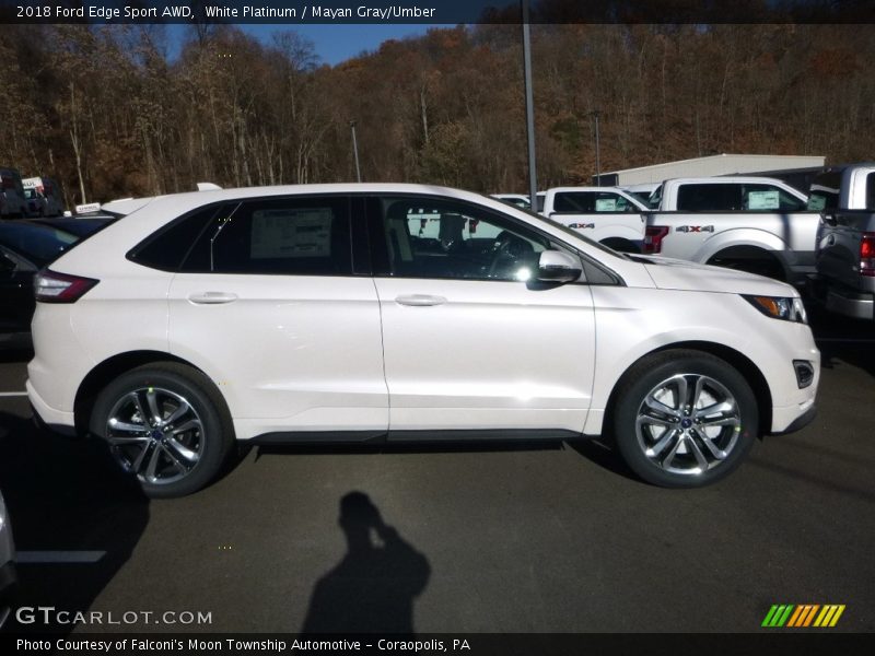 White Platinum / Mayan Gray/Umber 2018 Ford Edge Sport AWD