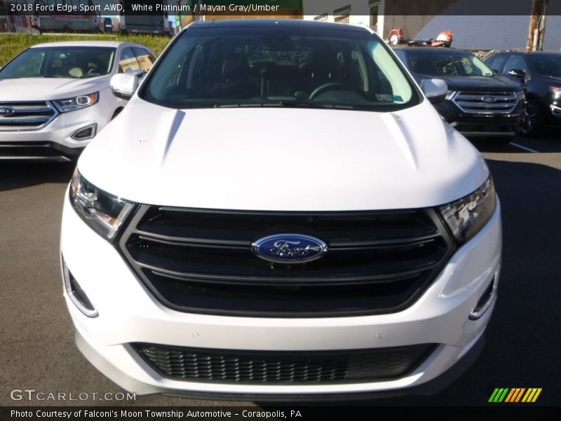 White Platinum / Mayan Gray/Umber 2018 Ford Edge Sport AWD