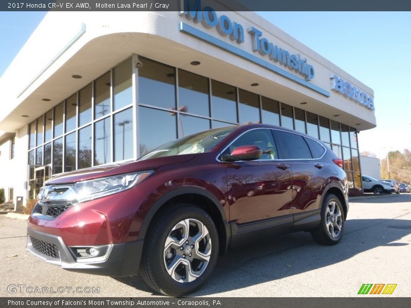Molten Lava Pearl / Gray 2017 Honda CR-V EX AWD