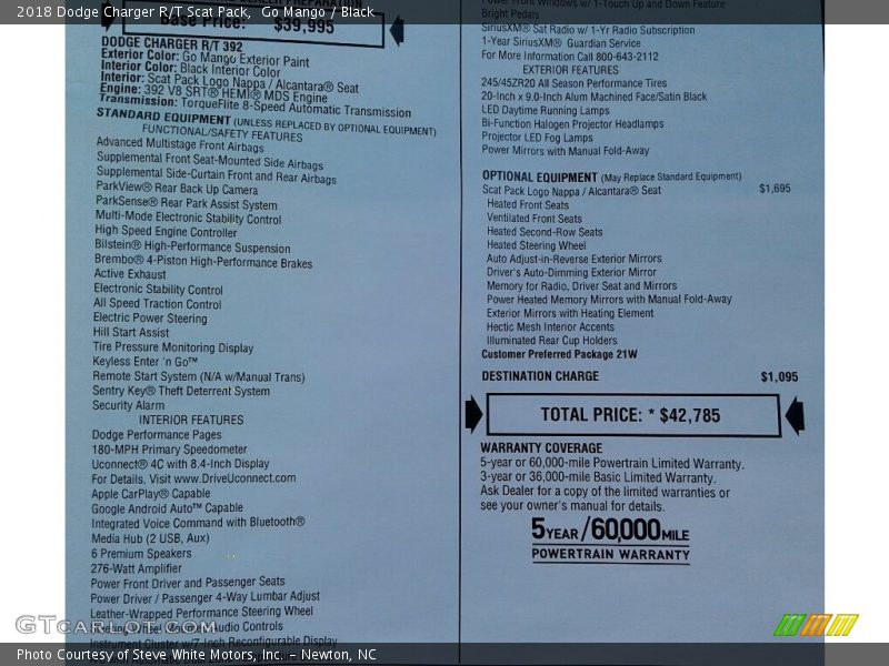 Go Mango / Black 2018 Dodge Charger R/T Scat Pack