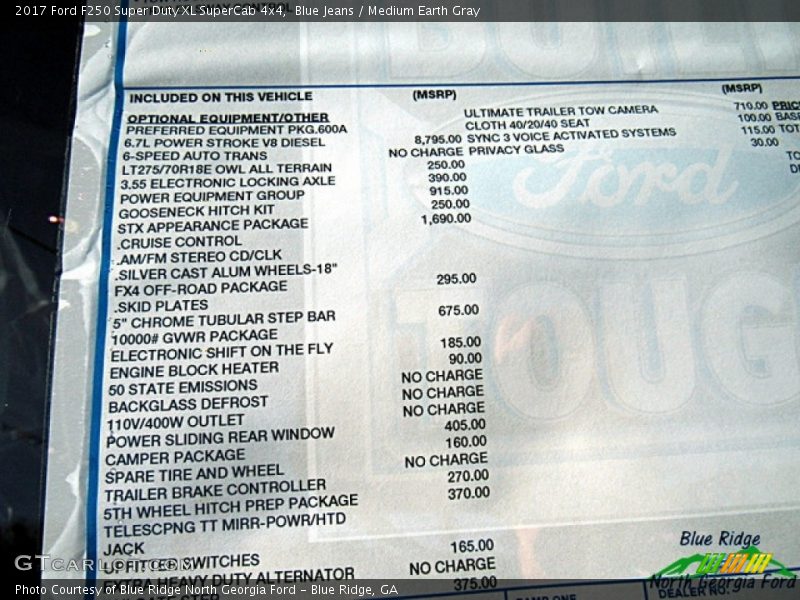 Blue Jeans / Medium Earth Gray 2017 Ford F250 Super Duty XL SuperCab 4x4