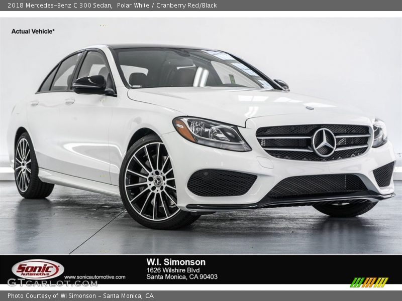Polar White / Cranberry Red/Black 2018 Mercedes-Benz C 300 Sedan