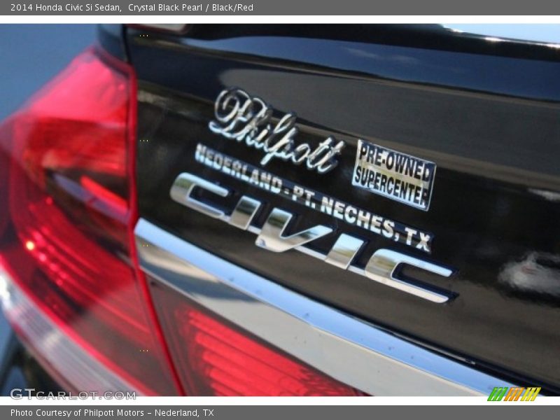 Crystal Black Pearl / Black/Red 2014 Honda Civic Si Sedan