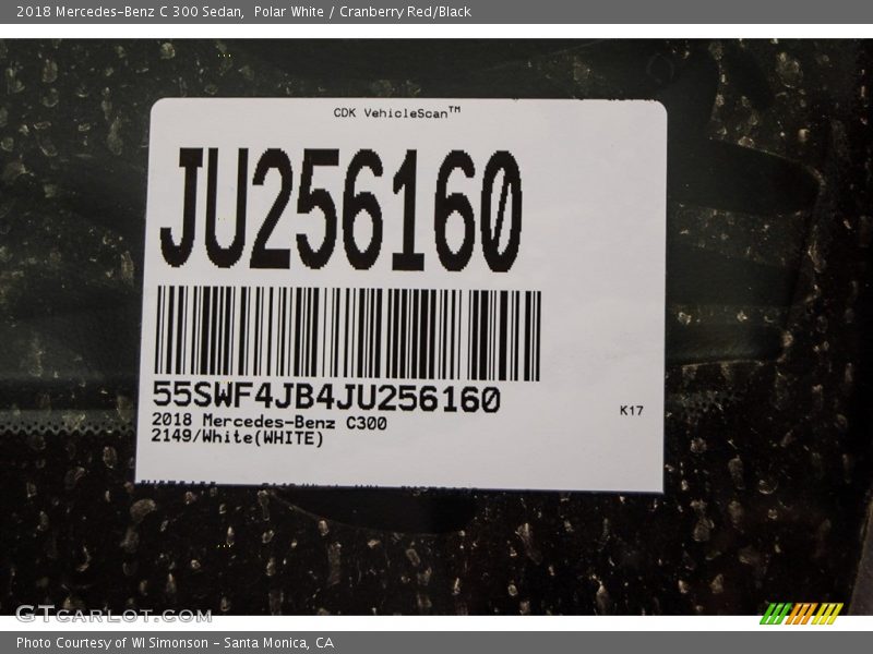 Polar White / Cranberry Red/Black 2018 Mercedes-Benz C 300 Sedan