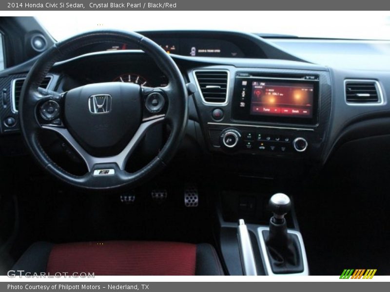 Crystal Black Pearl / Black/Red 2014 Honda Civic Si Sedan