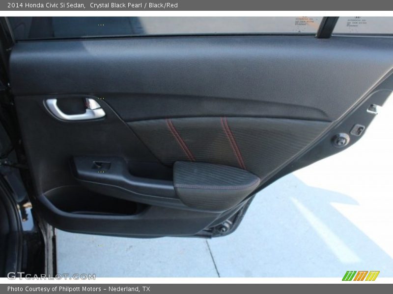 Crystal Black Pearl / Black/Red 2014 Honda Civic Si Sedan