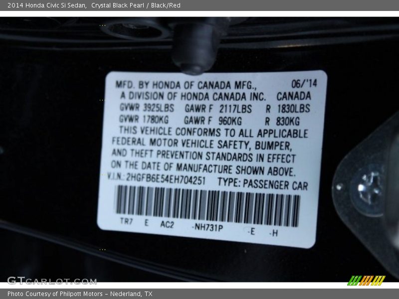 Crystal Black Pearl / Black/Red 2014 Honda Civic Si Sedan