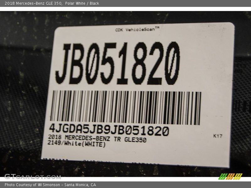Polar White / Black 2018 Mercedes-Benz GLE 350