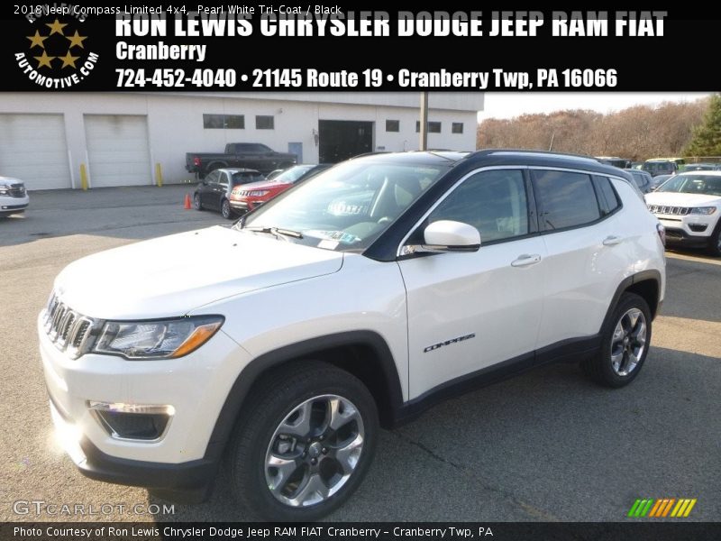 Pearl White Tri–Coat / Black 2018 Jeep Compass Limited 4x4