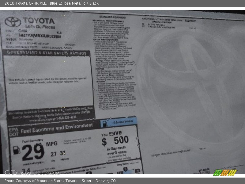 Blue Eclipse Metallic / Black 2018 Toyota C-HR XLE