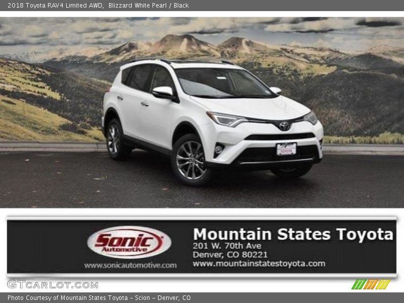 Blizzard White Pearl / Black 2018 Toyota RAV4 Limited AWD