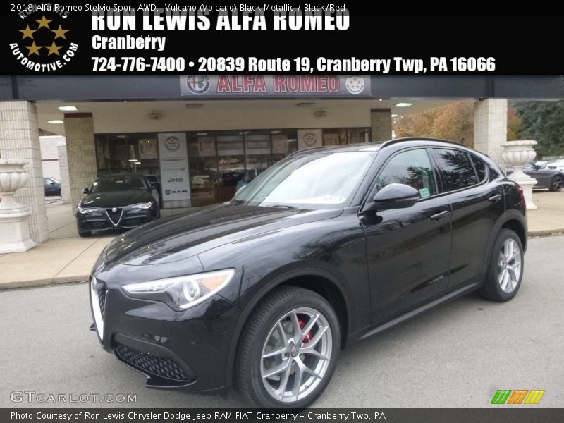 Vulcano (Volcano) Black Metallic / Black/Red 2018 Alfa Romeo Stelvio Sport AWD