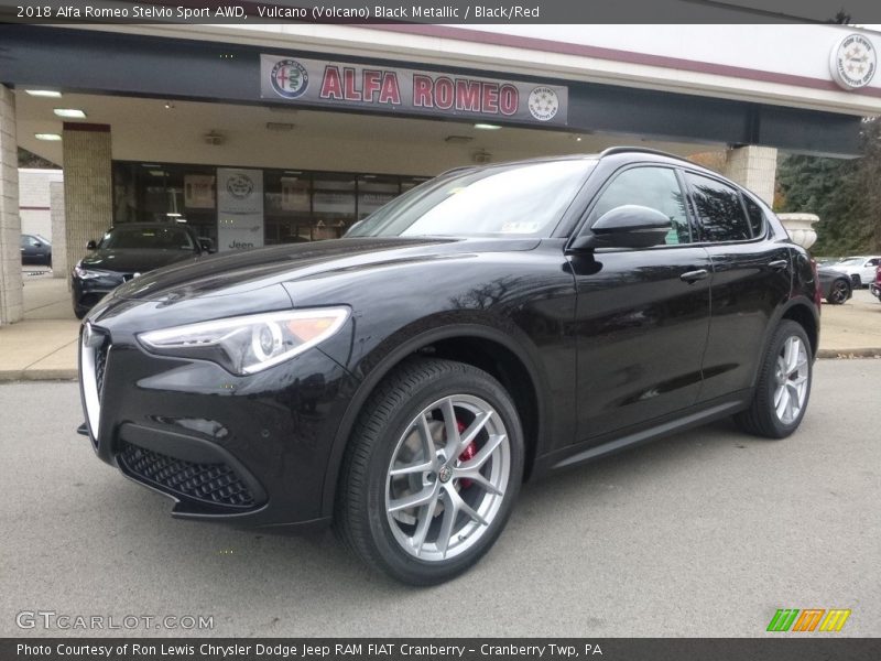 Vulcano (Volcano) Black Metallic / Black/Red 2018 Alfa Romeo Stelvio Sport AWD