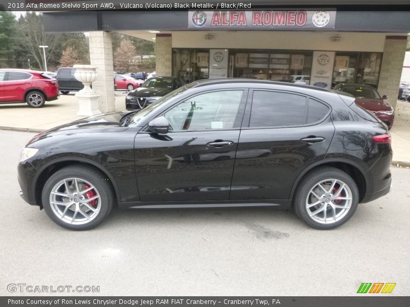 Vulcano (Volcano) Black Metallic / Black/Red 2018 Alfa Romeo Stelvio Sport AWD