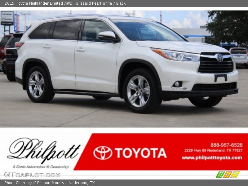 Blizzard Pearl White / Black 2015 Toyota Highlander Limited AWD