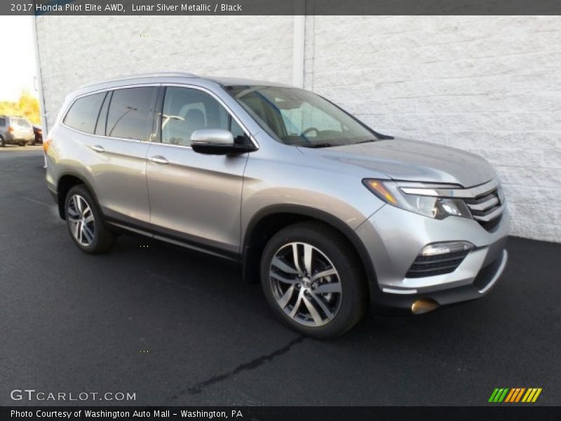 Lunar Silver Metallic / Black 2017 Honda Pilot Elite AWD