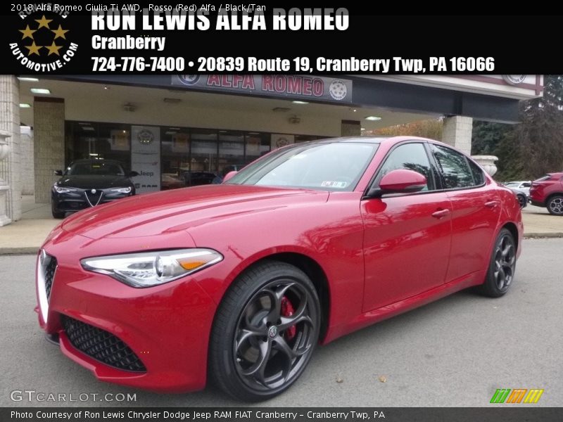 Rosso (Red) Alfa / Black/Tan 2018 Alfa Romeo Giulia Ti AWD