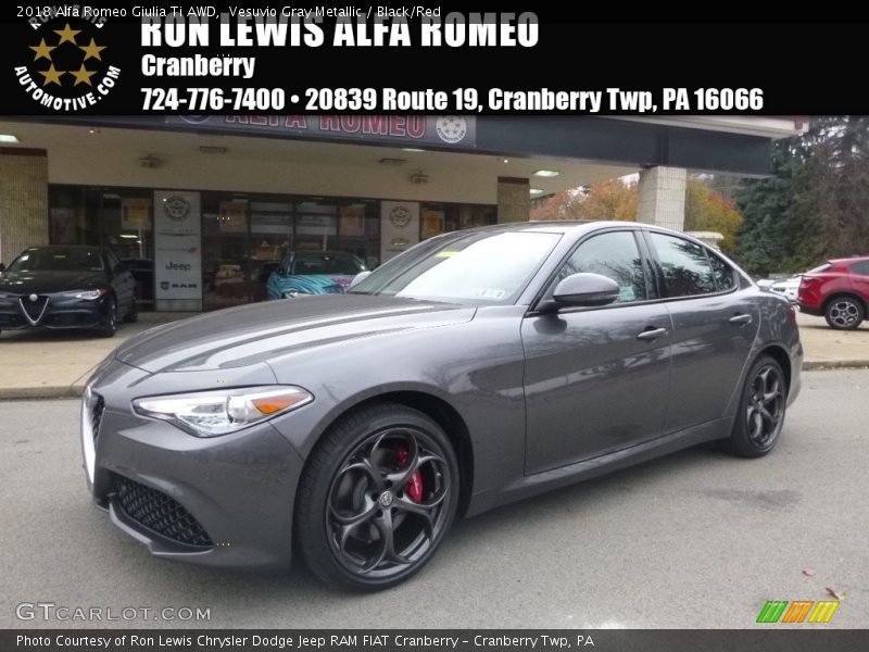 Vesuvio Gray Metallic / Black/Red 2018 Alfa Romeo Giulia Ti AWD