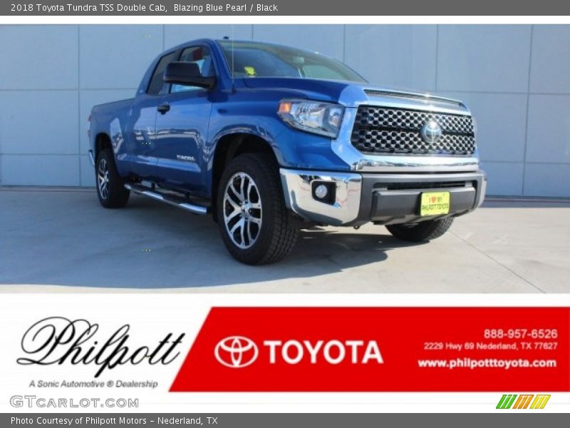 Blazing Blue Pearl / Black 2018 Toyota Tundra TSS Double Cab