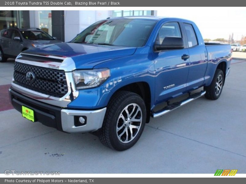 Blazing Blue Pearl / Black 2018 Toyota Tundra TSS Double Cab