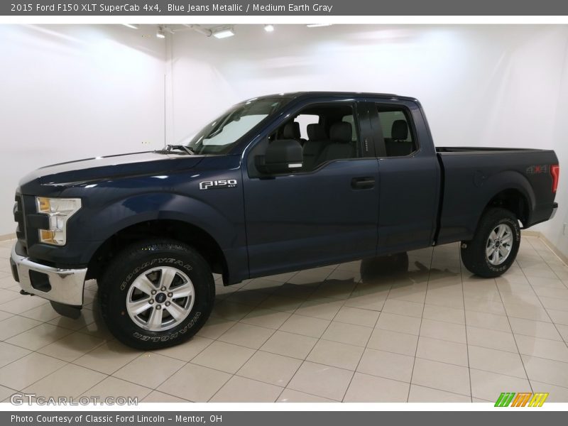 Blue Jeans Metallic / Medium Earth Gray 2015 Ford F150 XLT SuperCab 4x4