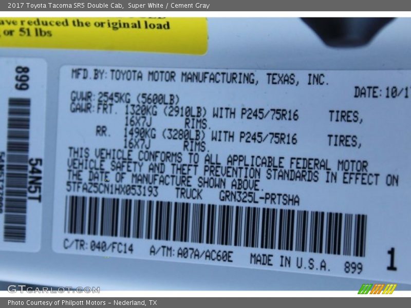 Super White / Cement Gray 2017 Toyota Tacoma SR5 Double Cab