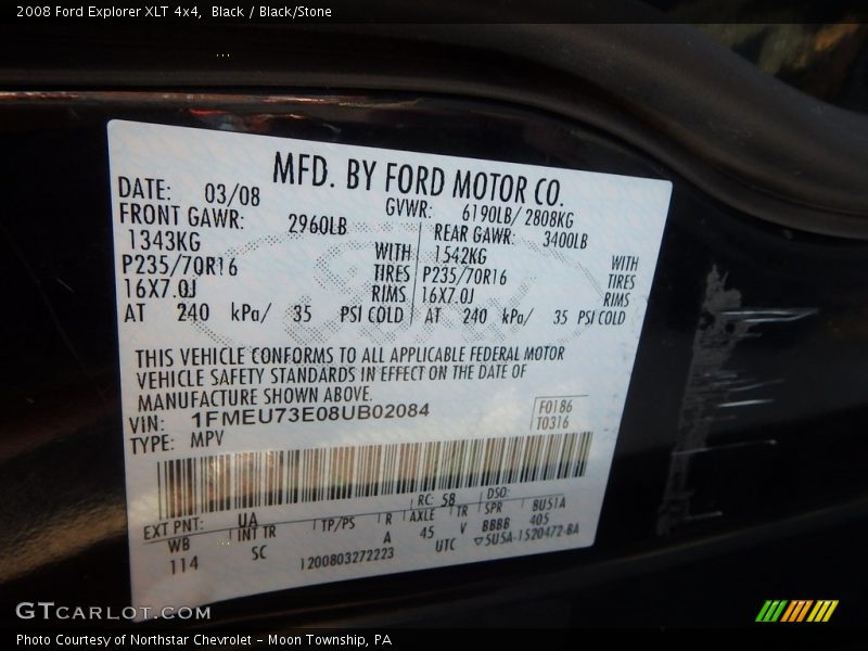 Black / Black/Stone 2008 Ford Explorer XLT 4x4