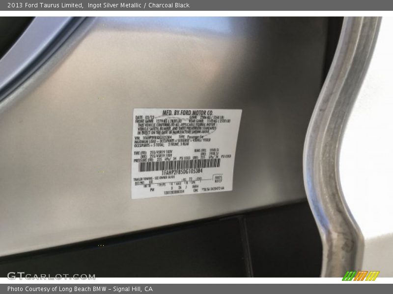 Ingot Silver Metallic / Charcoal Black 2013 Ford Taurus Limited