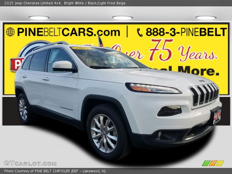 Bright White / Black/Light Frost Beige 2015 Jeep Cherokee Limited 4x4