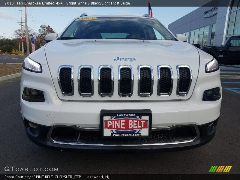 Bright White / Black/Light Frost Beige 2015 Jeep Cherokee Limited 4x4