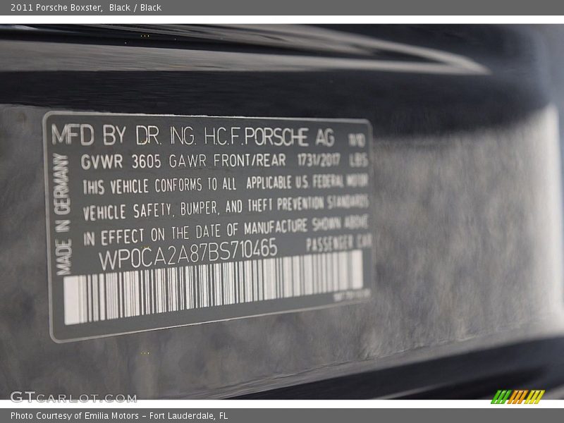 Black / Black 2011 Porsche Boxster