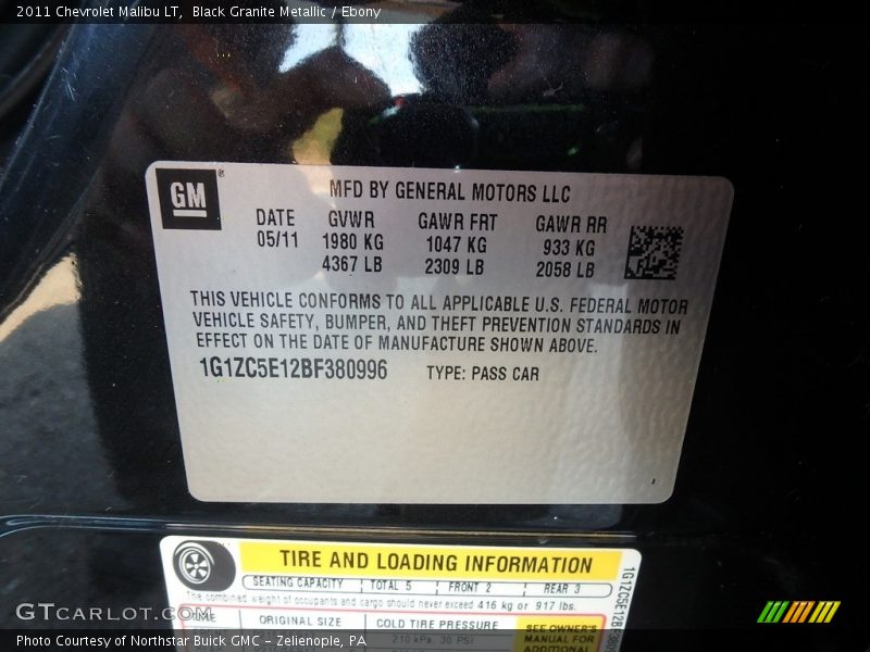 Black Granite Metallic / Ebony 2011 Chevrolet Malibu LT