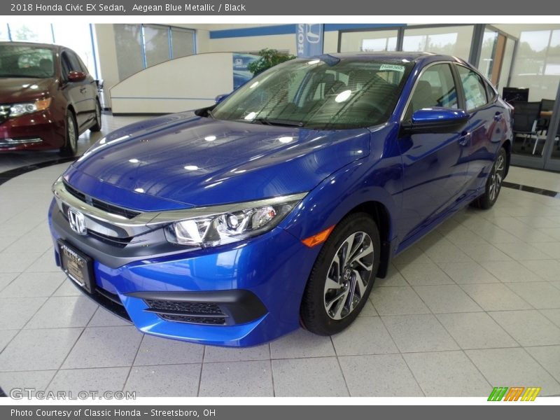 Aegean Blue Metallic / Black 2018 Honda Civic EX Sedan