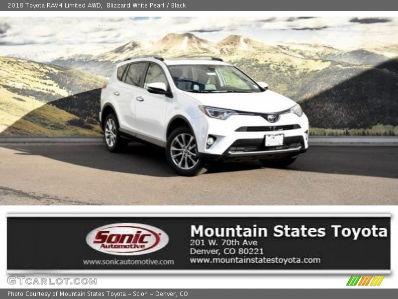 Blizzard White Pearl / Black 2018 Toyota RAV4 Limited AWD