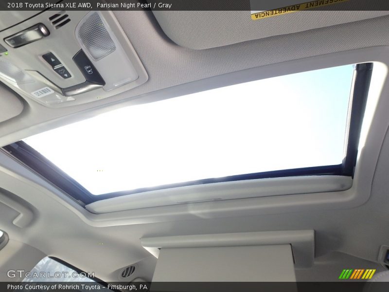 Sunroof of 2018 Sienna XLE AWD