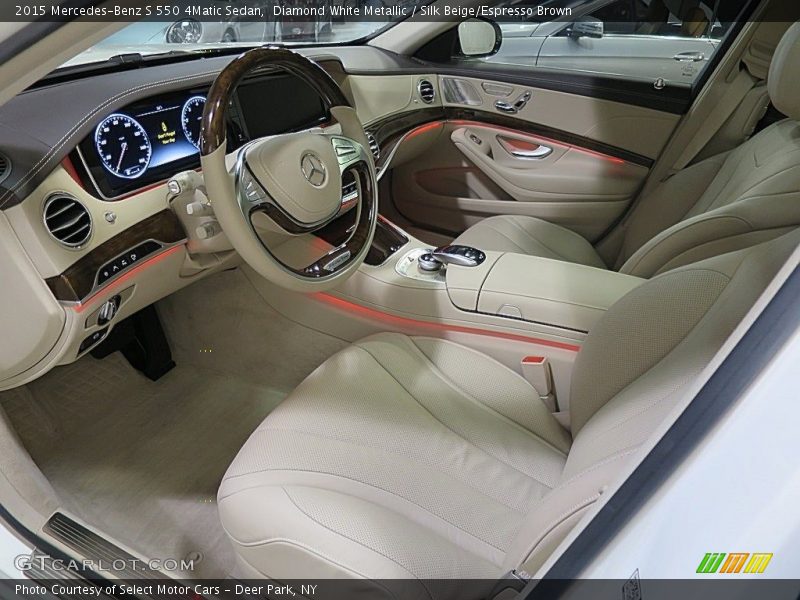 Diamond White Metallic / Silk Beige/Espresso Brown 2015 Mercedes-Benz S 550 4Matic Sedan
